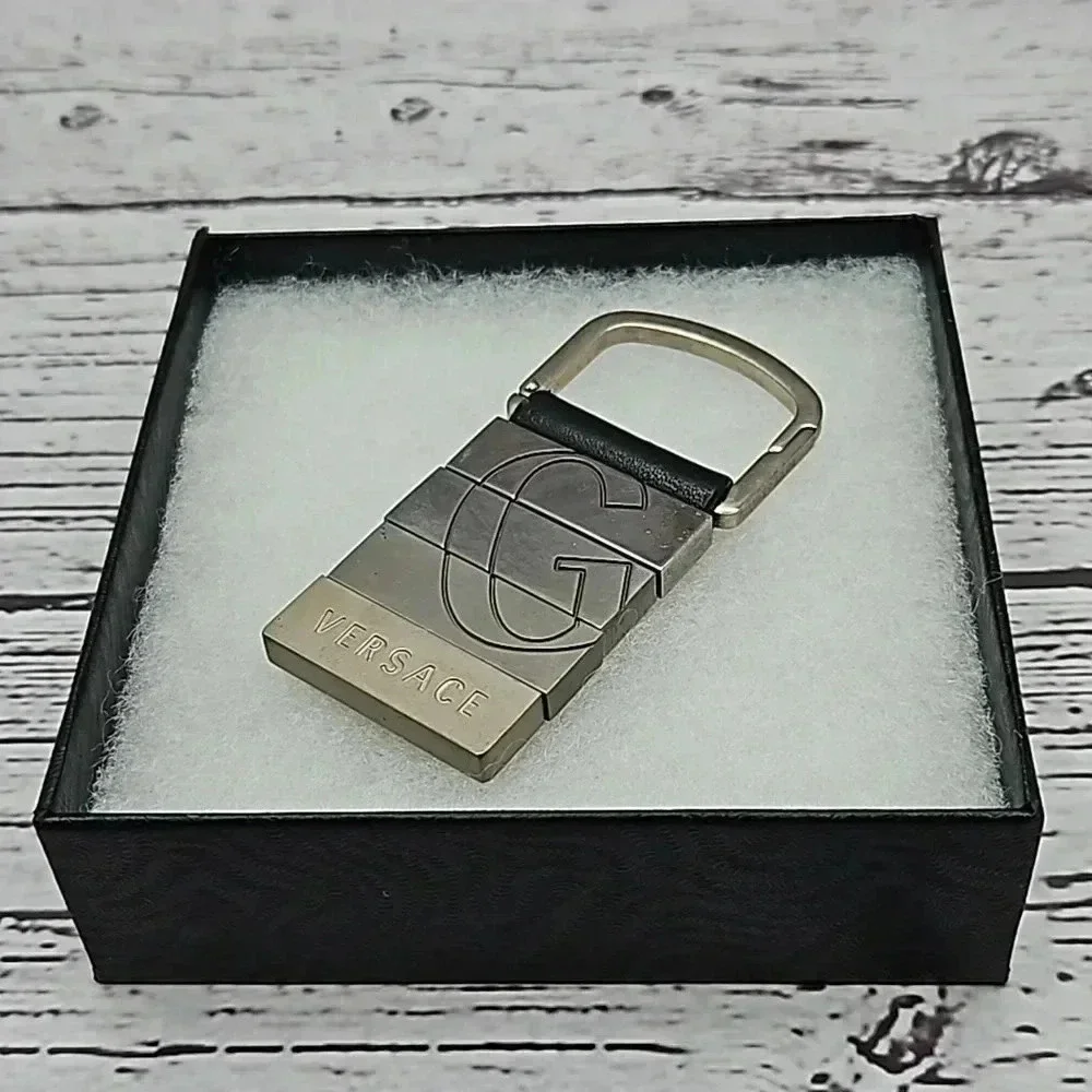 Versace Leather and Metal Keychain